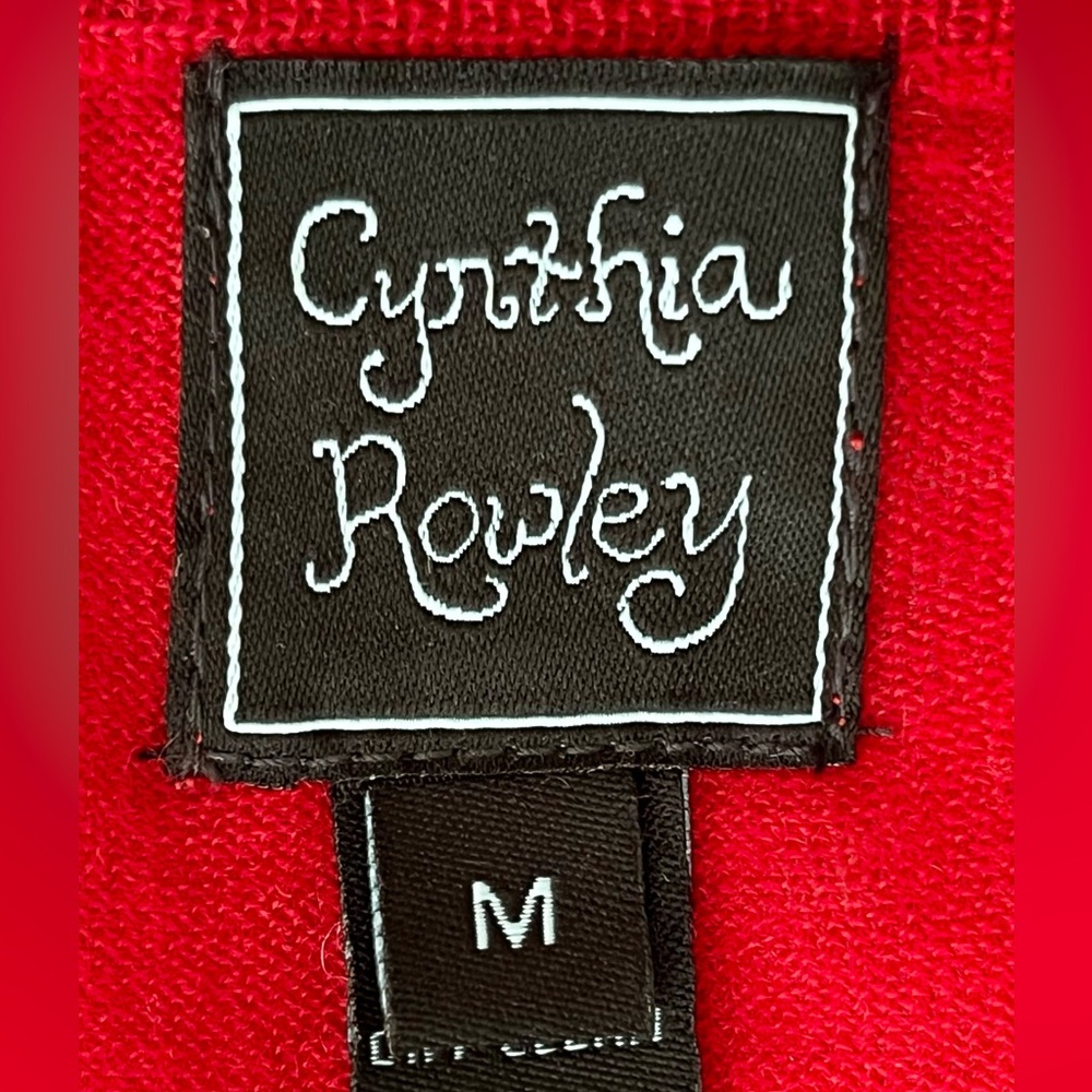 Rare CYNTHIA ROWLEY 100% Cashmere Sweater W/ Embroidered Shoulder Cutouts M Red - Picture 2 of 9